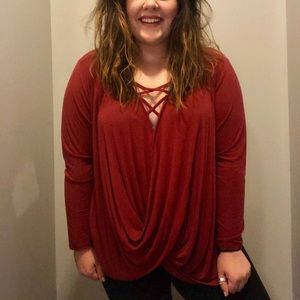 Dark Red Flowy Top